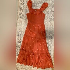 Rust Orange Strapless Dress